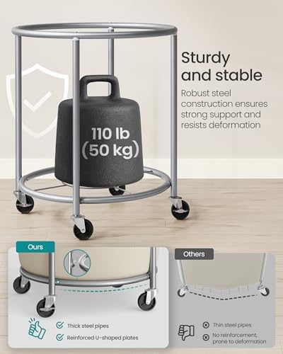 SONGMICS Laundry Basket with Wheels, 190 L, Steel Frame, Removable Bag - Image 4