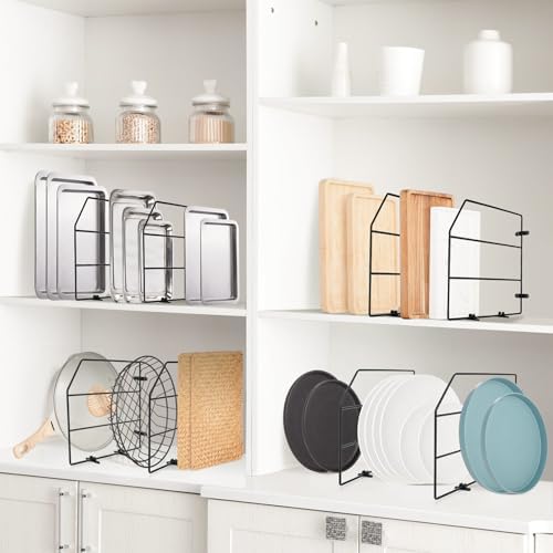 Blulu 4 Pcs Baking Sheet Organizer 12" x 20" Tray Dividers for Cabinets Kitchen Cabinet Dividers Vertical for Baking Sheets Chrome Pan Rack Storage Wires for Kitchen Cupboards(Black) - Image 5
