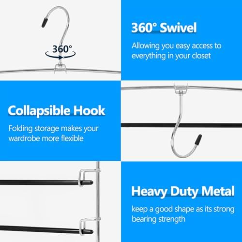 Pants Hangers 6 Pieces, Space Saving Closet Organizer for Jeans & Trousers - Image 3