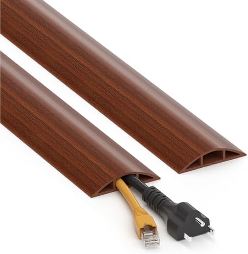 ZhiYo 4ft Floor Cord Cover, Cable Cavity 0.6" W x 0.32" H, Walnut Wood by ZhiYo