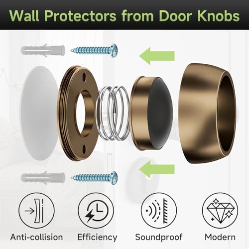 6PCS Door Stopper Wall Protector, Door Stoppers for Wall, Bronze - Image 4