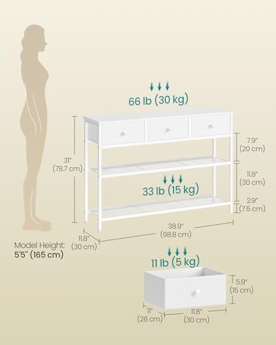 SONGMICS Console Table with 3 Fabric Drawers, Narrow Entryway Furniture - Image 2