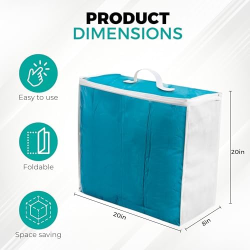 VitalUp Clear Plastic Storage Bags, Durable Zippered Storage Bags for Comforters, Blankets, Clothes, and Bedding - Breathable Nonwoven with Clear Front for Easy Organizing, 20x20x8, 3 Pack - Image 4