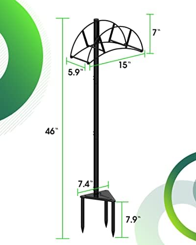 Meykwod Garden Hose Stand/Hanger Freestanding, Heavy Duty In-Ground Hose Rack Organizer for Outside Yard, Sturdy to Hold 150ft (Metal, Black) - Image 2