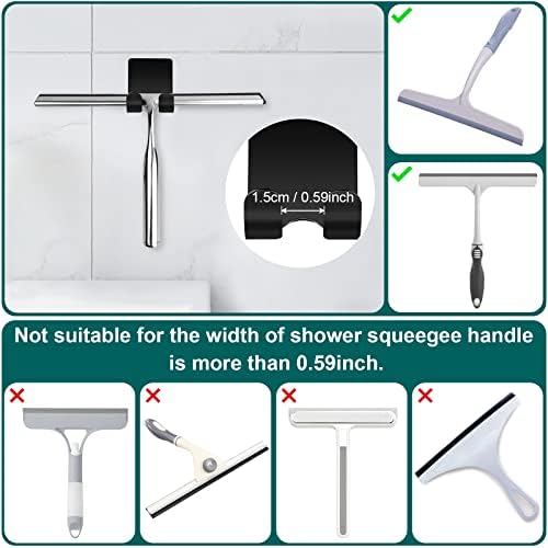 CGBE Shower Holders for Razors, 2 Pack Squeegee Holder and 2 Pack Razor Holder, Razors Holder for Shower Heavy Duty Waterproof Hook for Squeegee Loofah - Black - Image 6