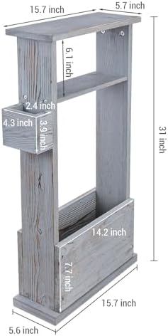 MyGift Narrow Side Table Gray Wood Slim End Table with Storage Shelf - Image 3