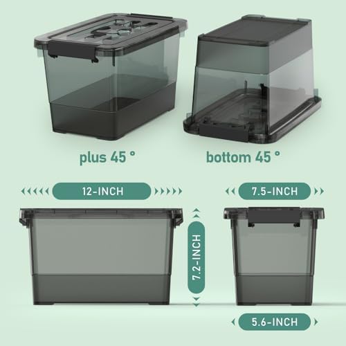 4 Pack 7 Quart Clear Black Storage Bins with Latching Lids, Stackable Plastic Storage Containers for Closet, Pantry & Garage Organization - Image 2