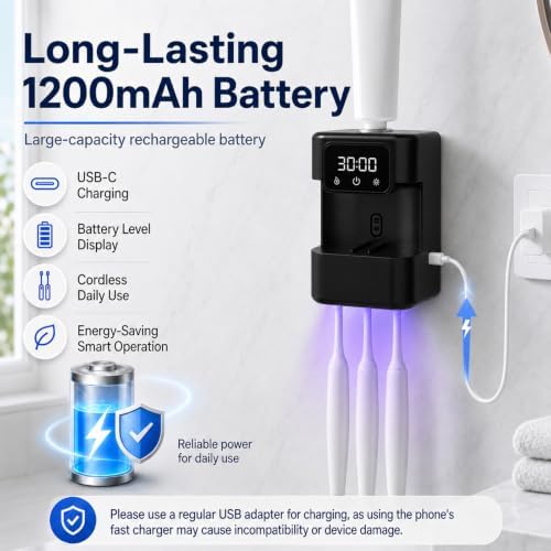 Automatic Toothpaste Dispenser, Wall Mounted Smart Cleaning Toothbrush Holder with 3 Toothpaste Slots, Electric Toothpaste Dispenser for Kids and Adults - Image 6