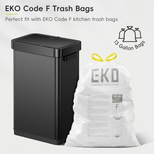 EKO Deluxe Mirage-T 50 Liter / 13.2 Gallon Touchless Rectangular Motion Sensor Trash Can or Recycling Bin, Matte Black Stainless Steel Finish - Image 3