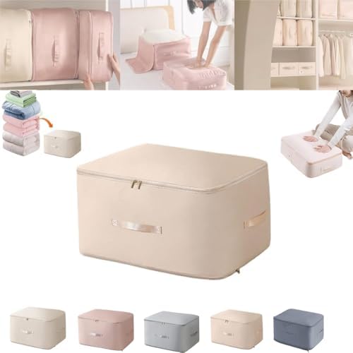 2024 NEW Space Saving Self Compression Organizer,Self Compression Moving Organizer Bags,Storage Tote for Space Saving,Heavy Duty Moving Bags for Comforters,Clothes (Apricot, 21.26 * 16.53 * 23.62in) by Busylive