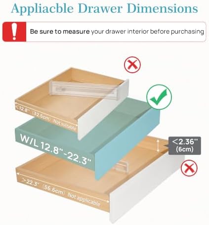 Vtopmart 2.36" Drawer Dividers with Expandable Inserts, 12.8"-22.3", 8 Pack - Image 3