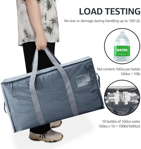 Moving Bags Heavy Duty Extra Large, Moving Boxes, Moving Supplies Essentials,Storage Bins with Lids, Plastic Packing Totes, Storage Bags for Clothes with Handles & Zippers(Grey, 4 Pack) - Image 6