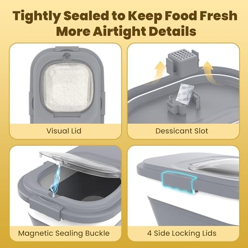HOYTAMDA 20-30Lbs Collapsible Rice Container,Food Storage Containers Wheels - Image 5