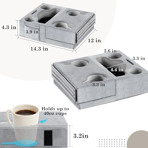 Luxspire Couch Cup Holder, Couch Caddy, 8 Holes, Gray - Image 7