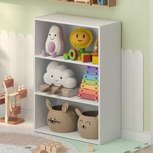 Furinno LUDER 3-Tier Book Shelf, Kids Bookshelf, Plain White by Furinno-FitsYourSpaceFitsYourBudget