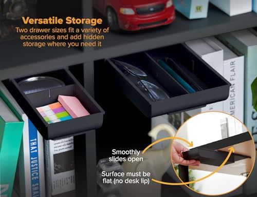 Bostitch Konnect Under Desk Drawer,Self-Adhesive Slide Out Storage Organizer with 4 Customizable Dividers,2 Count (Pack of 6) - Image 4