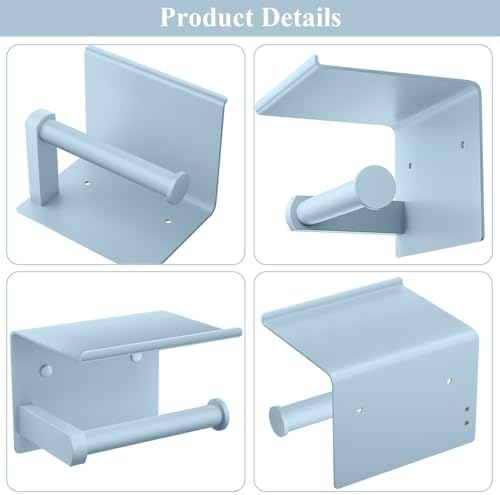 Toilet Paper Holder with Shelf Wall Mounted Toilet Paper Roll Dispenser - Image 5