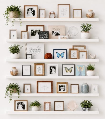 upsimples Floating Shelves for Wall Decor and Storage, White, 6Pcs 47.3'' by upsimples