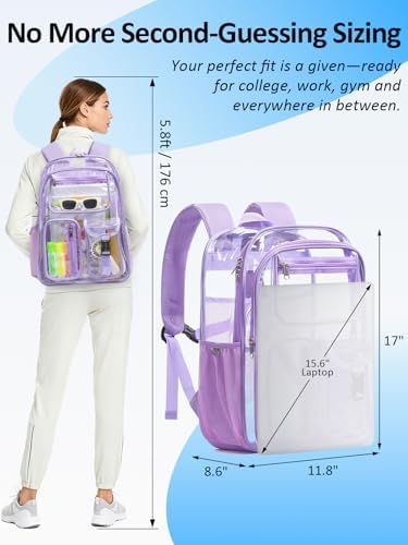 Clear Backpack for School, 17" Heavy Duty Double-Layer Clear Bookbag - Image 3