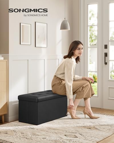 SONGMICS Storage Ottoman Bench, 30 Inches Folding Foot Rest Stool - Image 2