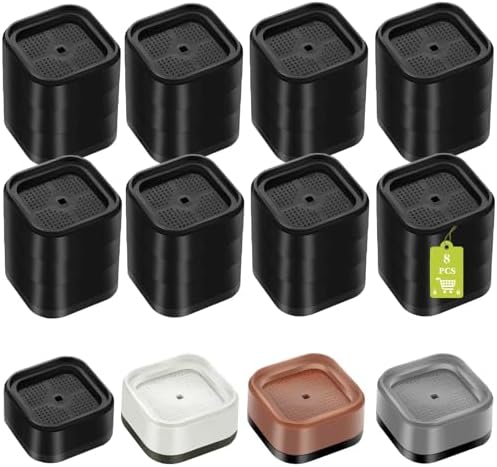 8 Pack Furniture Risers 3 Inch, Adjustable Bed Risers Heavy Duty for Table Desk Couch Chair Sofa Cabinet Bed Legs Dorm, Square Stackable Bed Raisers Blocks Lift Height 1", 2",3"or 4", Black by Yookwutar