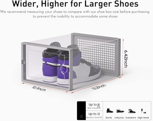 Kuject X-Large Shoe Storage Boxes 12 Pack, Clear Stackable Shoe Organizer - Image 2