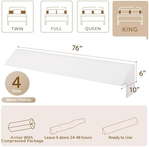 Bedluxe King Bed Wedge Pillow for Headboard, Fill The Gap (0-7") - Image 4