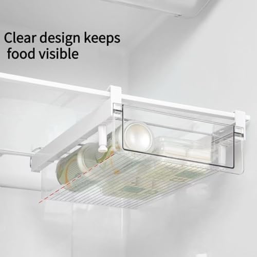 Clear Fridge Organizer Drawer - Plastic Refrigerator Deli Storage Bin for Fruits, Vegetables, Meat & Cheese, Pull-Out Design-M - Image 2
