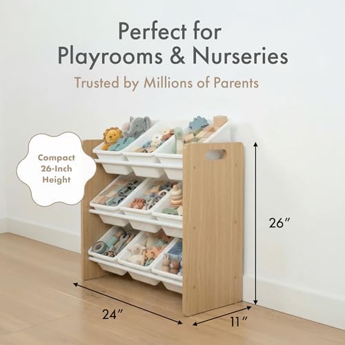Humble Crew Kids Toy Organizer with 9 Bins, 3 Tier Storage for Playroom - Image 2