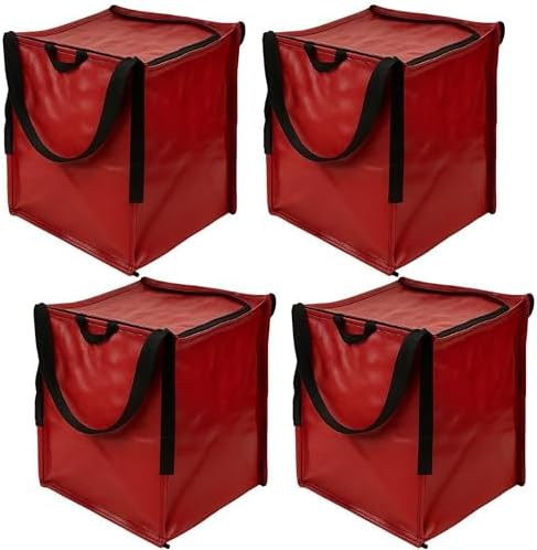 DURASACK 22-Gallon Zipper Top Heavy Duty Storage Tote Bags, 4-Pack, Red by DURASACK