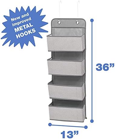 Delta Children 4 Pocket Over The Door Hanging Organizer - 2 Pack, Easy Storage/Organization Solution - Versatile and Accessible in Any Room in the House, Cool Grey - Image 4