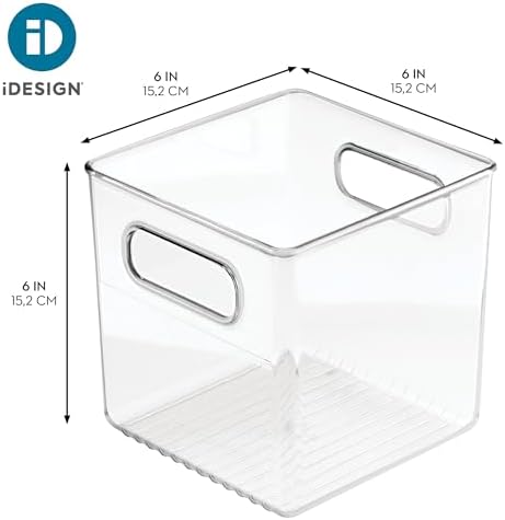 iDesign Storage Bin with Handles, Cube Organizer, Set of 4, Clear - Image 4