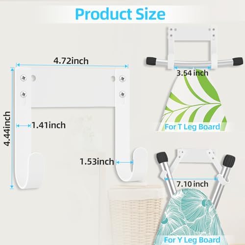 JUYSON Ironing Board Holder, T&Y Leg Ironing Board Hanger, White no Shelf - Image 5