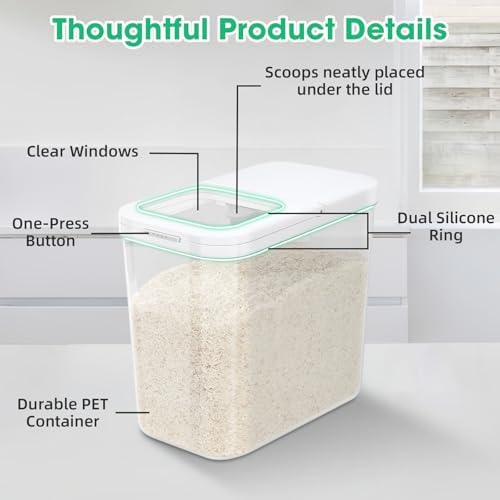 Large Rice Storage Container 20 - 25 Lbs, Airtight Flour Container & Scoop - Image 4