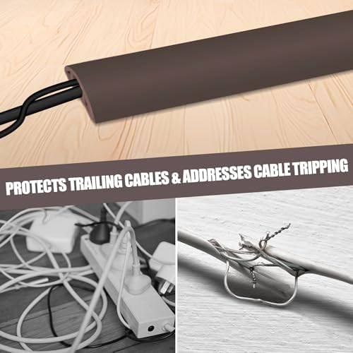 Floor Cord Cover Cable Cavity Self Adhesive Cord Hider Floor Floor Cable Management Power Cord Protector Floor Electric Cord Covers for Offices, Gym, Exhibitions (CoffeeBrown, 2.36" x 10') - Image 6