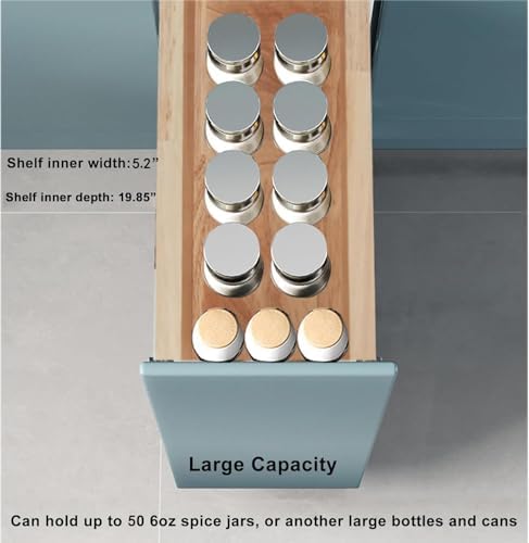 DINDON Pull Out Spice Rack Organizer for Cabinet, (6.5" W x 21.9" D x 25.2" H) Multi-Use Wood Pull Out Cabinet Organizer Slide Out Shelf Cabinet Storage for Kitchen, Pantry Organization - Image 6