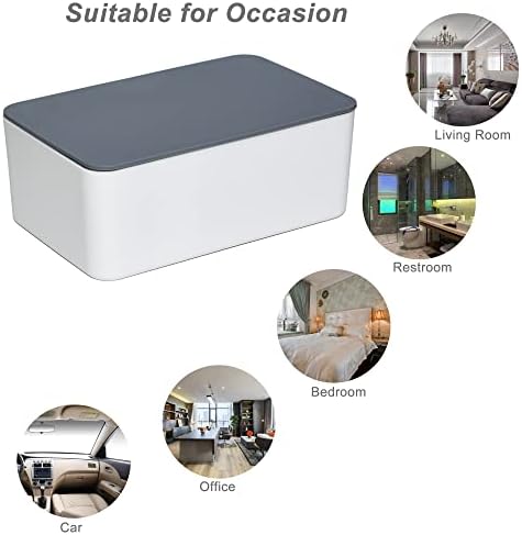 Diaper Wipes Dispenser, Tissue Storage Box Case (Gray-White) - Image 7