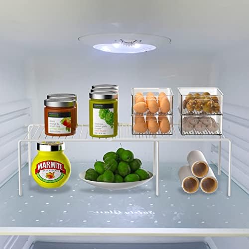Kitchen Cabinet Expandable Shelf Organizers Set of 4, Adjustable Metal Wire Pantry Storage Shelves, Plate Dish Organizer Rack for Cabinets, Cupboard, Counter, Freezer, Countertop, White - Image 2