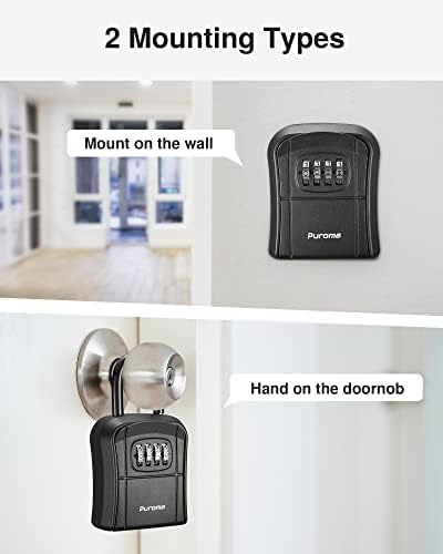Puroma Key Lock Box Outdoor 4 Digit Code Combination Lockbox House, 4 Black - Image 3