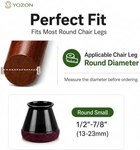 YOZON Chair Leg Floor Protectors Silicone Caps Felt Furniture Pads Covers - Image 3