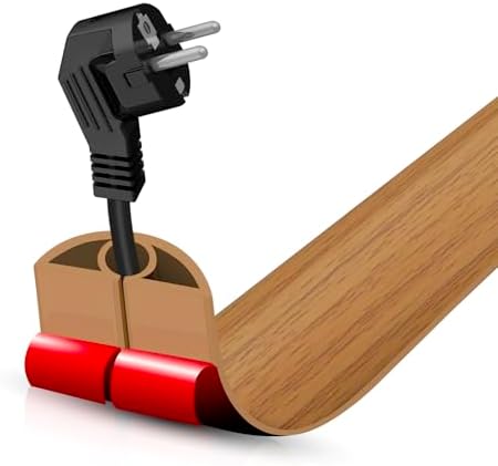 Floor Cord Cover Self Adhesive Cord Hider,3.3FT Cable Management, Extension Strip Protector for Wires, Prevent Cable Trips for Offices, Gyms, Exhibitions Cavity:0.3"(W) x 0.28"(H) Brown Wood by DBHXXMB-HH
