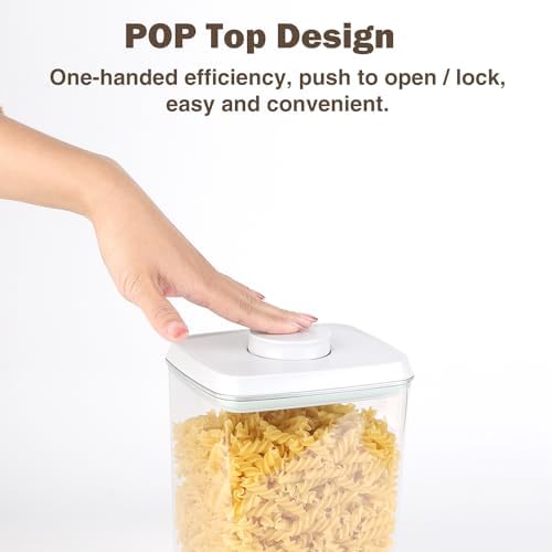 Melovom Pop Airtight Food Storage Containers Set with Lids, Large 4.2Qt/4L Food Containers with Scoop, Kitchen Pantry Organization and Storage, BPA Free Stackable Cereal Container (2 * 4.2Qt) - Image 2