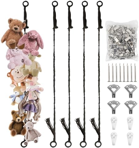 Munzong Stuffed Animal Storage Chain 80 Inch, 4pcs Black Hanging Storage by Munzong