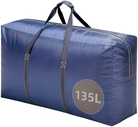 Extra Large travel duffel bag with Strong Handles, 135L Waterproof duffel bag, Durable Zippers, Extra Large Storage Totes for Space Saving and Moving Supplies, Blue by Unknown