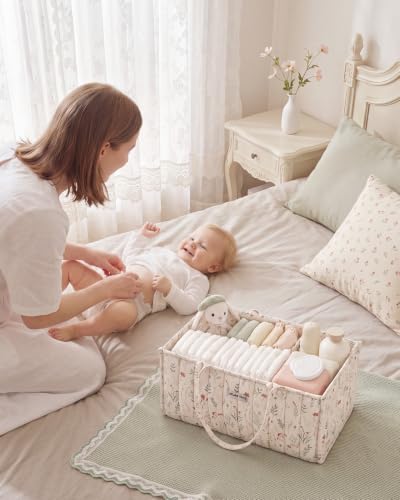 Blissful Diary Diaper Caddy Organizer, Baby Basket, Wildflower Floral - Image 7