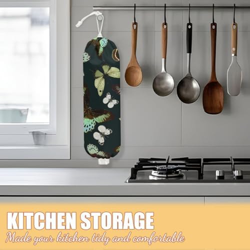 Butterflies Plastic Bag Holder, Wall Mount Grocery Bag Holder, Storage bags - Image 5