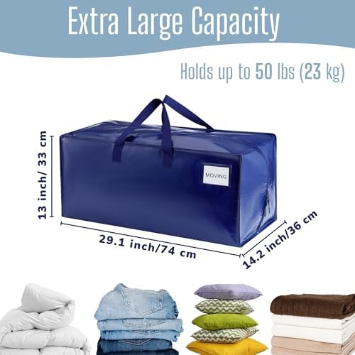 VENO 10 Pack Heavy Duty Moving Bags with Backpack Straps, Zippers & Handles, Extra Large Packing Bags for College Dorm Essentials, Moving Supplies Alternative to Cardboard Moving Boxes - Image 2