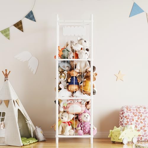 SpaceAid Stuffed Animal Storage Organizer, Wood Animals Zoo Toy Plushies Storage Holder, Large Capacity Plush Toy Cage for Playroom Organization, 15.8" Wide, White - Image 2