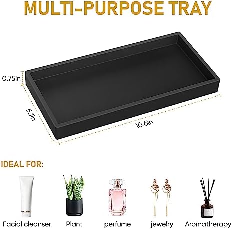 Silicone Bathroom Tray,Shatterproof Bathroom Vanity Tray（Black 10.6*5.1 in） - Image 5