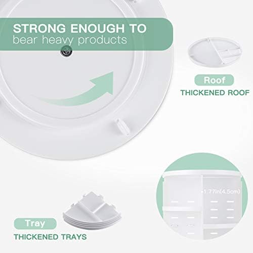 seinlife 360 Rotating Makeup Organizer,DIY Adjustable Spinning Holder,Foldable Cosmetic Storage Display box,Large Capacity Make up Caddy Shelf,Fits Countertop Vanity and Bathroom (WHITE) - Image 5